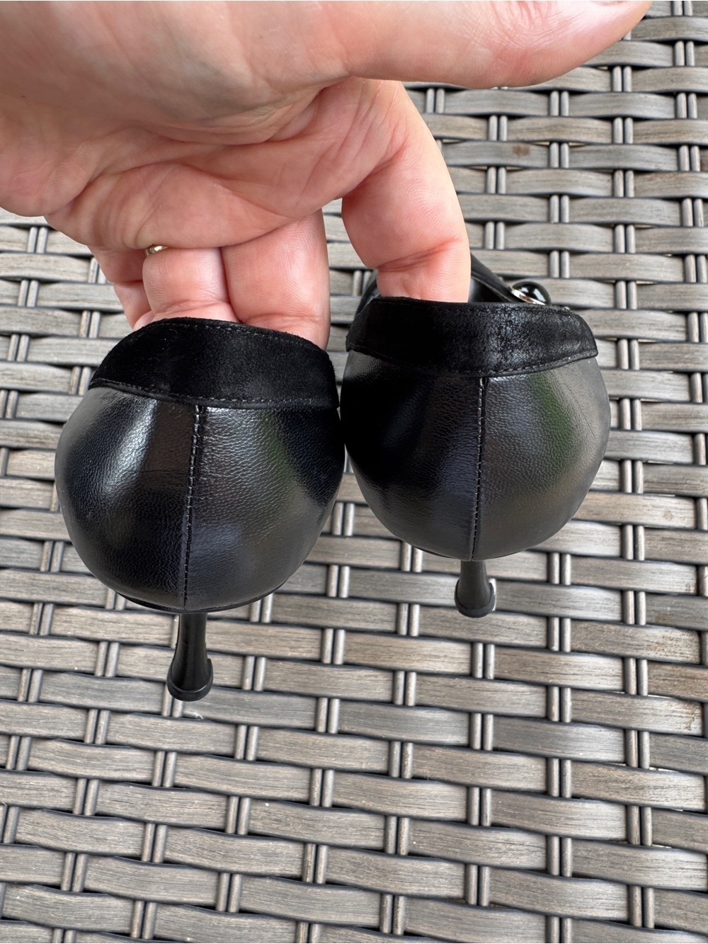 Vintage Jimmy Choo Black Leather Peep Toe Mary Jane Heels Pumps Size 36,5 - Picture 7 of 15
